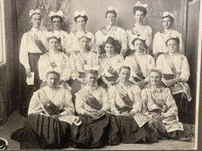 Pretty Women With Ribbon Saches Group Antique Cabinet Photo