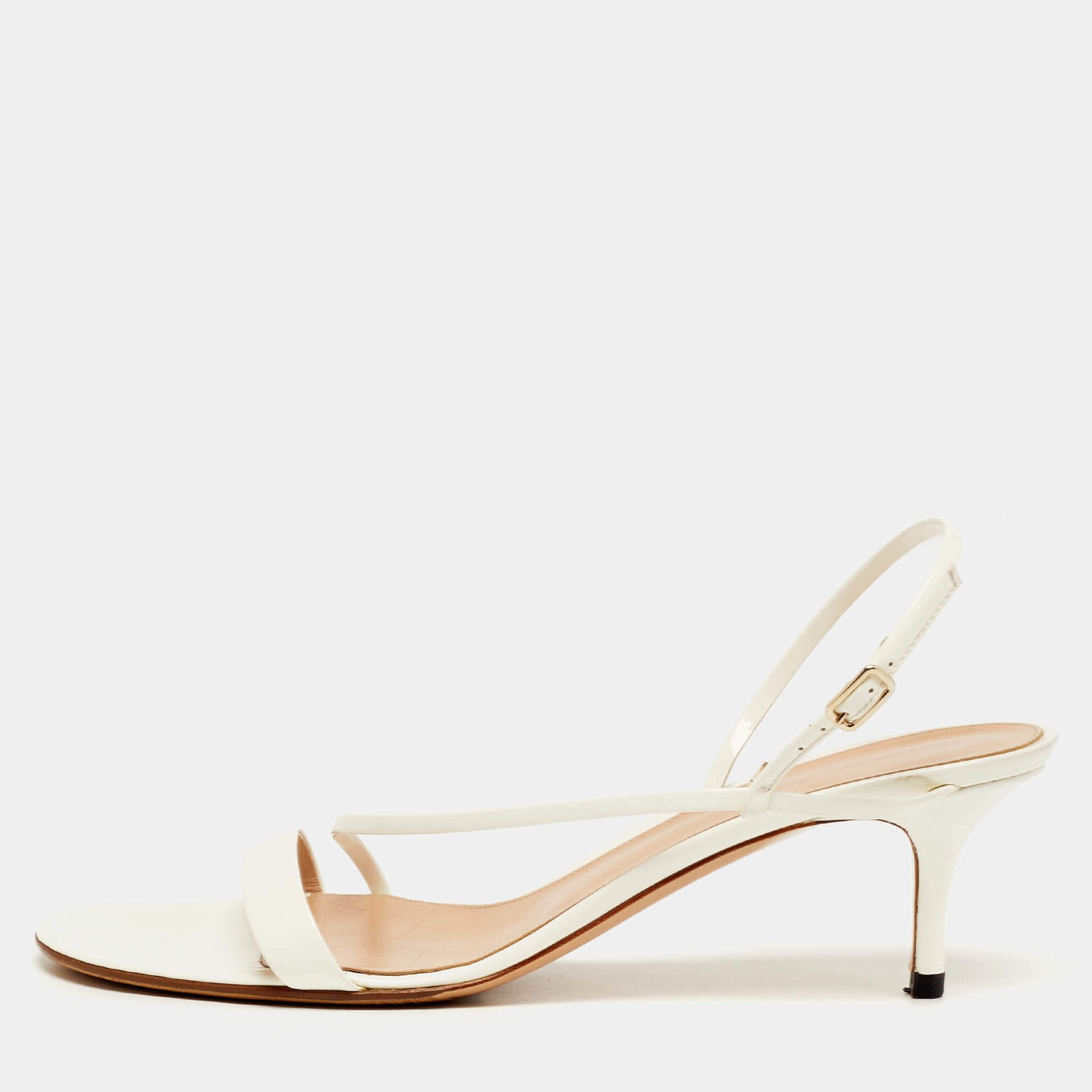 Gianvito Rossi Manhattan Size 41.5 White Patent Leather Slingback Sandals