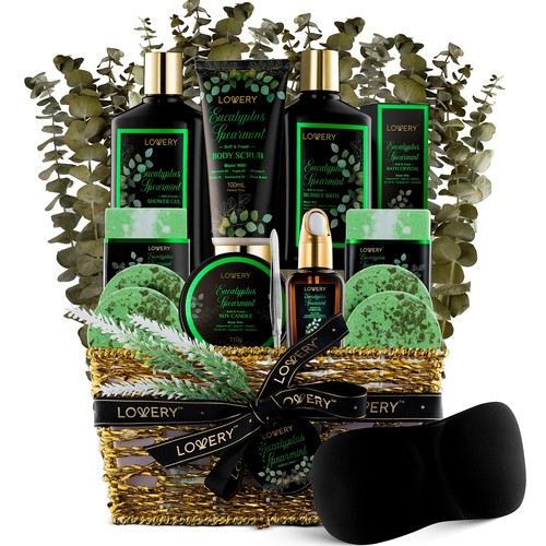 Eucalyptus Spearmint Bath Set, Home Spa Set with Natural Mint Fragrance, 17 P...