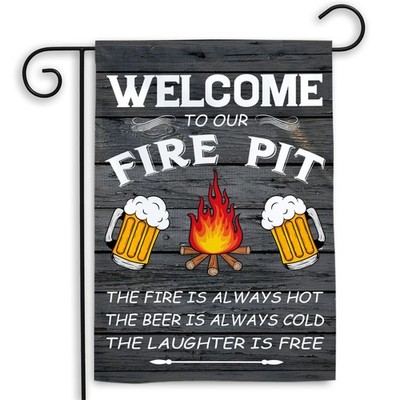 Welcome to Our Fire Pit Garden Flag - Fall Outdoor Yard Decor for Campfire Lo...
