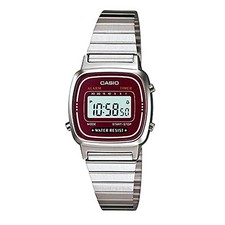 CASIO LA-670WA-4 LA670WA-4 Standard Digital Silver/Wine Red Women's Watch