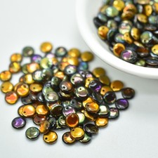 6mm Lentil 50 beads Top-drilled Crystal Magic Copper Czech Glass