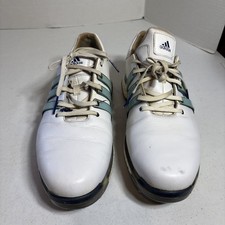 adidas Tour360 Boost Golf Shoes Mens 11 White Blue Spiked Cleats Art 044938