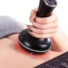 Electric Meridian Massage Brush with Heat LED, 3-Speed Body Massager Black