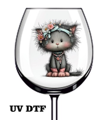 Cute Funny Cat UV DTF Stickers - Bin Tumbler Wine Glass Bottle Cup Laptop