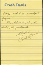 Crash Davis Autographed Signed 5.5x8.5 Letter Philadelphia A's