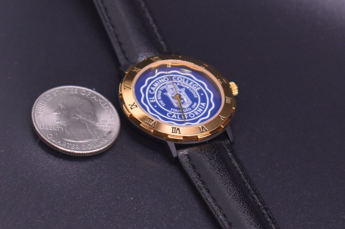 Vtg EL CAMINO COLLEGE California Watch 18k Gold Plate Leather NEW BATTERY & BAND View 6