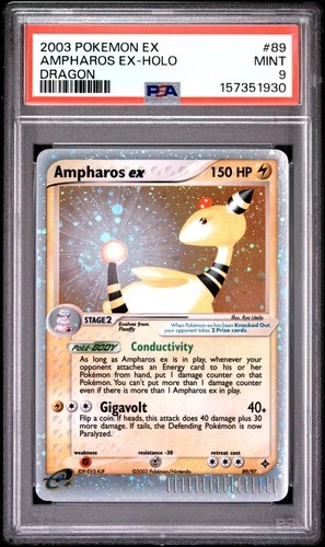 2003 POKEMON EX DRAGON #89 AMPHAROS EX-HOLO PSA 9