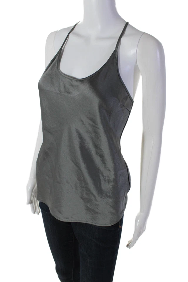 Alexander Wang Womens Textured Spaghetti Strap Blouse Tank Gray Size 0 - Image 2 of 4