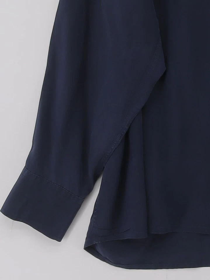 Blusa para mujer MiH UK 10 gráfico crema 100 % seda manga larga cuello básico Foto 4 de 4