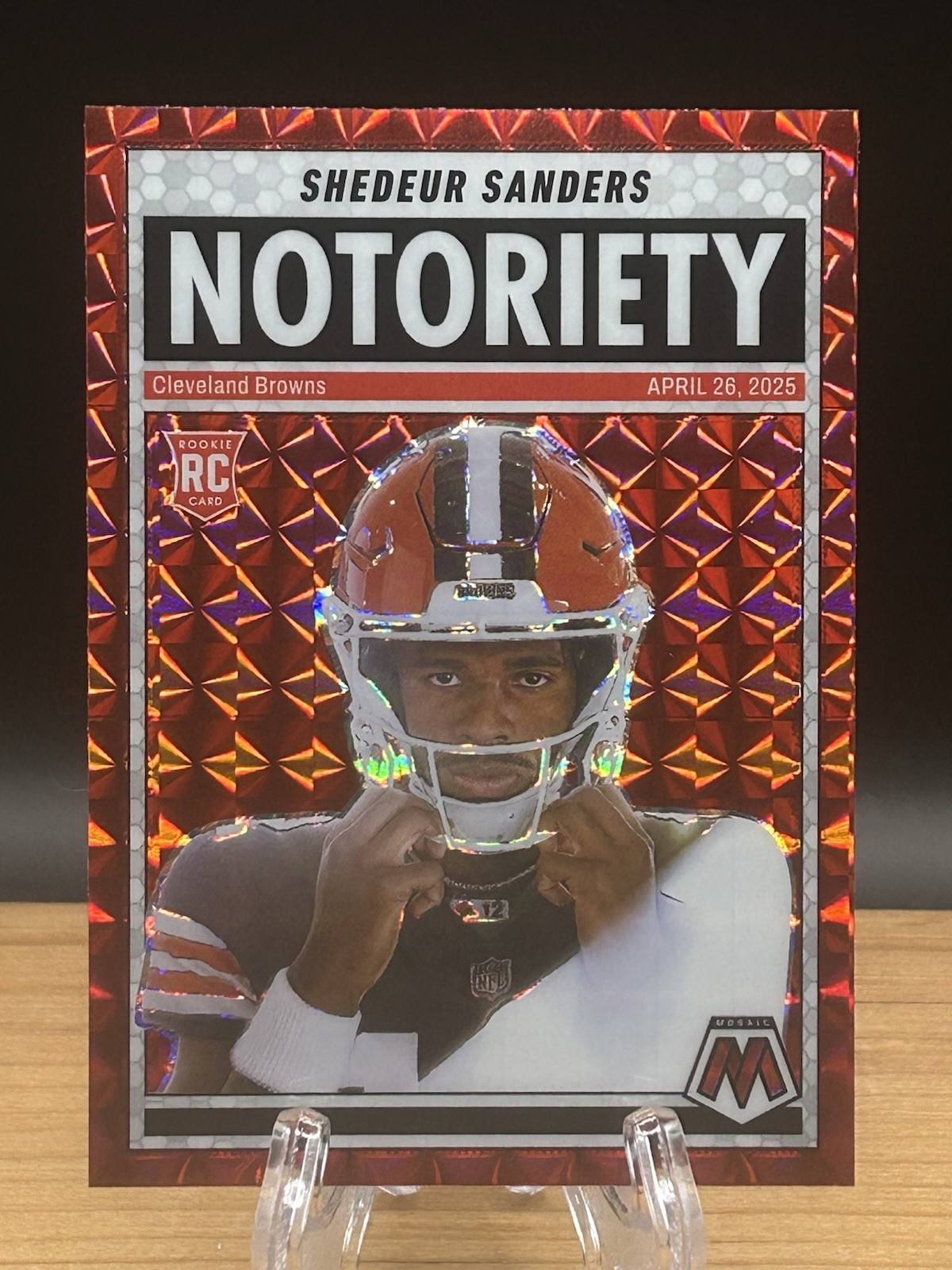 2025 Panini Mosaic Notoriety Shedeur Sanders RC Red Prizm Browns Rookie Card