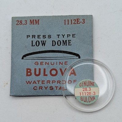 Bulova 28.3mm Low Dome Waterproof Crystal 1112E-3   Press Type NOS