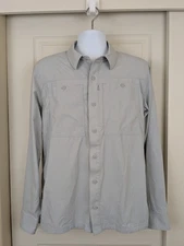 Simms Men's Flyover Shirt Medium Long Sleeve Front Zipper Pocket Lightweight 