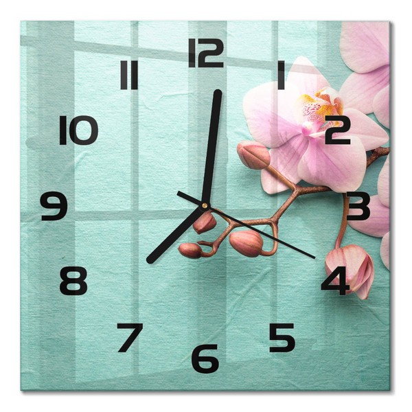 Dekorative Wanduhr Mit FließEnden Zeigern Orchidee Schwarze Zeiger 30X30 Cm-image