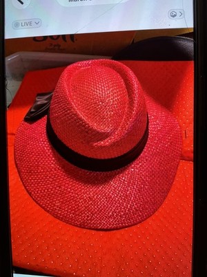 Red Panama Hat. Pre-owned 
