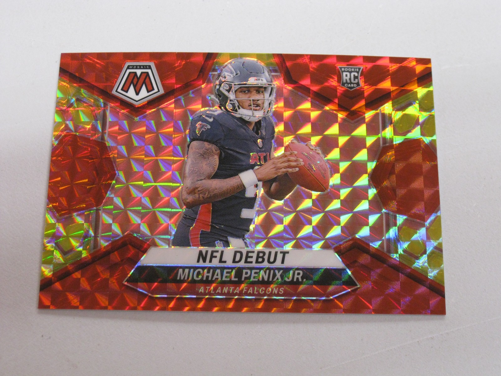 2024 Panini Mosaic Choice Fusion Red Yellow Prizm #274 Michael Penix Jr 06/80 RC