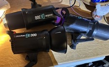 Godox DE-300 Studio Flash Light x 3 and kit