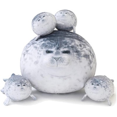 SQEQE Chubby Seal Pillow Plush with 4 Baby ies in her Tummy, Stuffed Cotton P...