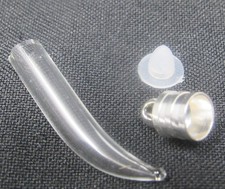 Tusk Italian Horn Clear Glass Vial 1in Bottle Charm Cremation Ashes Pendant T
