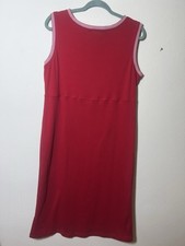 Women’s Talbots Scarlet Red Knit A-line Tank Dress W/White Stipe Accents Size XL