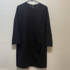 J.CREW 8 Dress Overlapped Long Sleeve Shift Dress Style e5532 Black Back Zipper