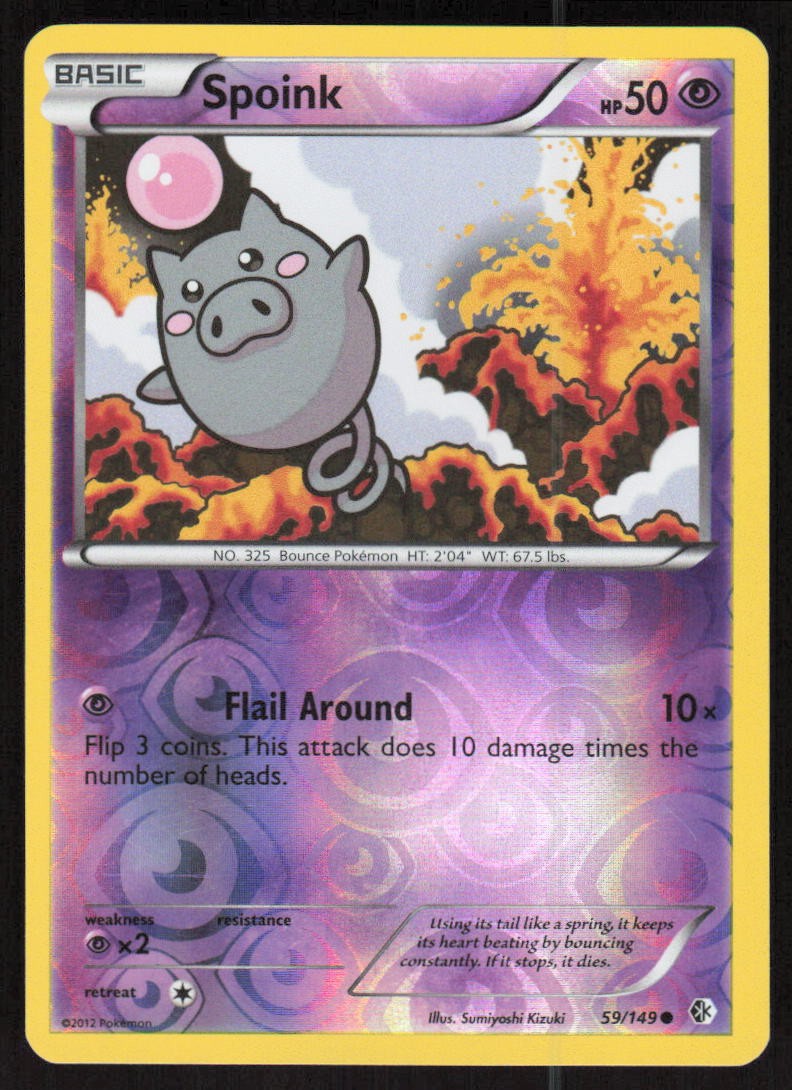 Spoink 59/149 Common Boundaries Crossed Pokemon Reverse Holo Lightly Played