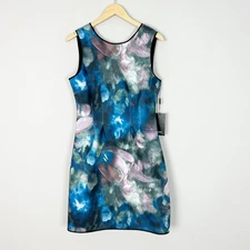 New WHBM Sleeveless Printed Scuba Fit N Flare Dress Floral Size 12 Women's