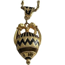 Vintage Edgar Berebi Limited Edition (HSN) black enamel locket necklace