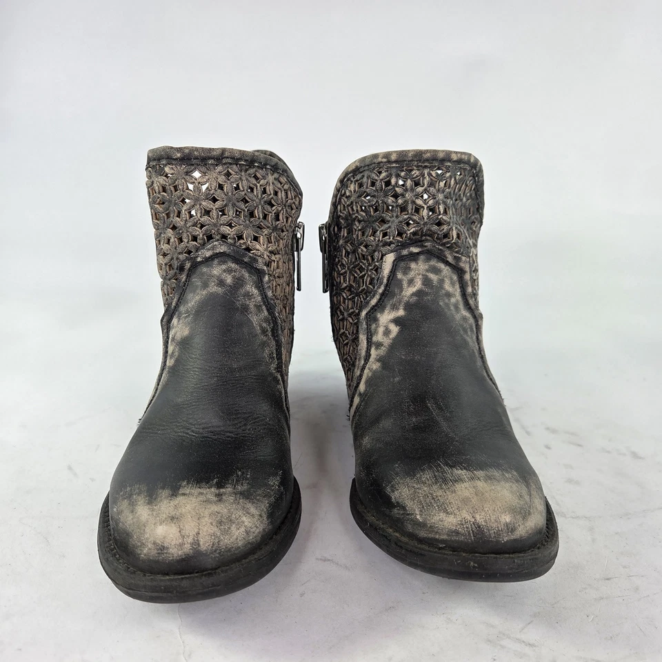 Botas vaqueras cortas Corral Circle G para mujer EE. UU. 7 negras desgastadas recorte cremallera bota Foto 2 de 4