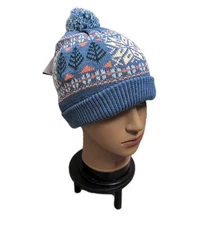 NWT Smartwool Fair Isle Beanie Hat Pom Pom Merino Wool Blend Blue Unisex OS