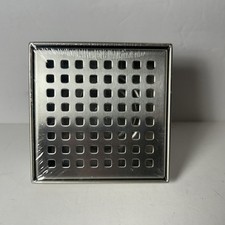 RELN 4" x 4" Stainless Steel Square Shower Drain with Square Pattern Drain Cover