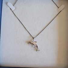 VTG Silver Adult  Baby Dolphin Necklace