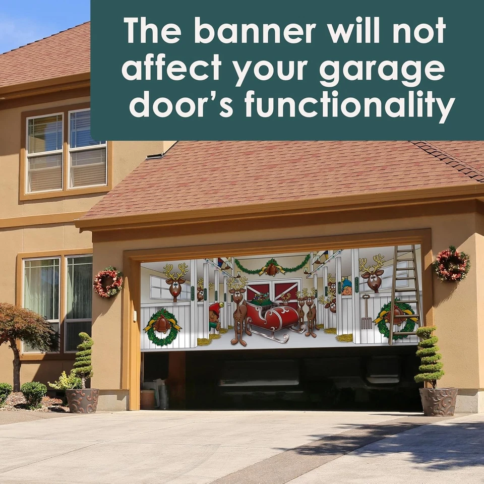 7' x 16' Heartwarming Santa's Reindeer 7' x 16', rojo, tostado, verde Foto 2 de 4