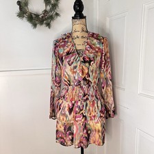 Zara Watercolor Sheer Ruffle Mini Fairy Dress NWOT Size S