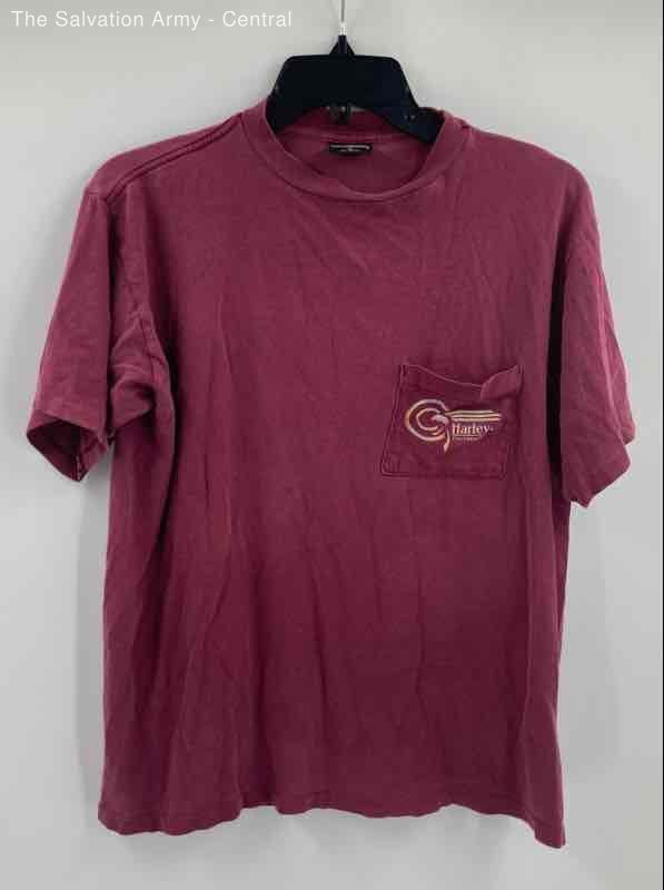 Harley-Davidson Mens Burgundy Short Sleeve American Pullover T-Shirt Size Medium