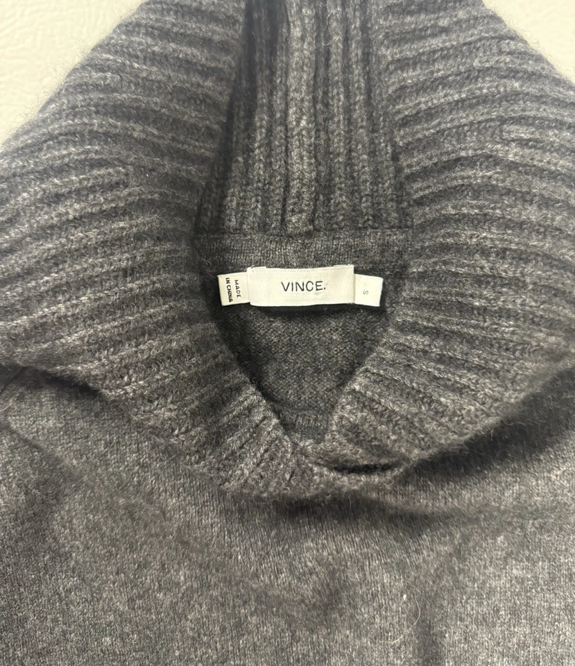 Suéter Vince Lana Yak Gran Tamaño Simulado Cuello Alto Bolsillo Carbón Suave Mujeres Pequeño Foto 2 de 4