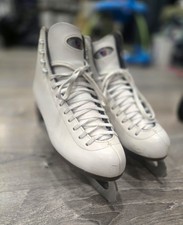 Riedell 117 White Leather Lace-Up Figure Ice Skates Stiff Flex Size 6.5
