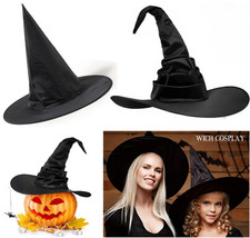 Halloween Black Ruched Witch Hat Costume Accessory Halloween Cosplay Party New