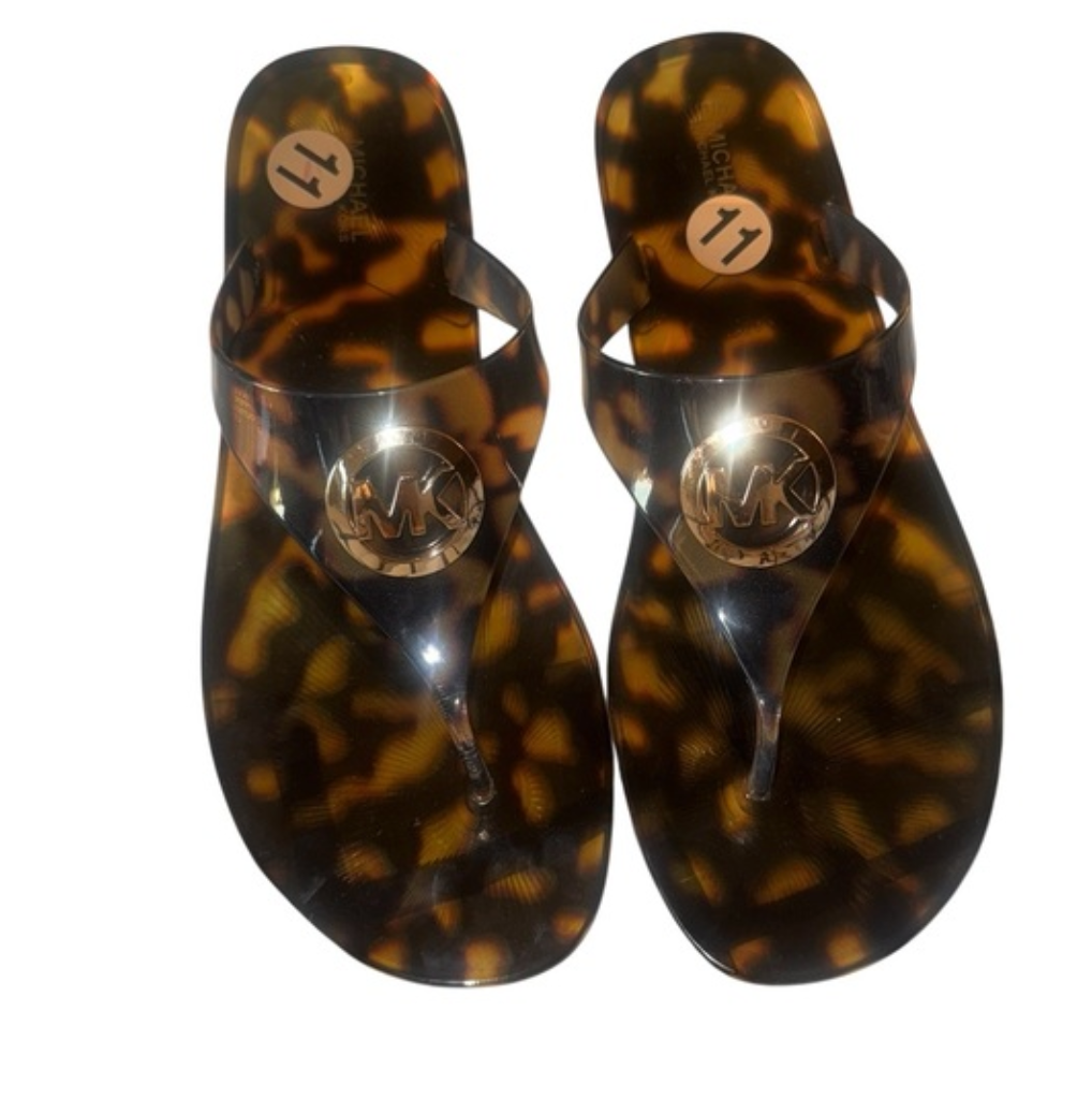 APL NUOVI sandali Michael Kors nuovi Lillie Jelly Thong stampa animalier taglia 11