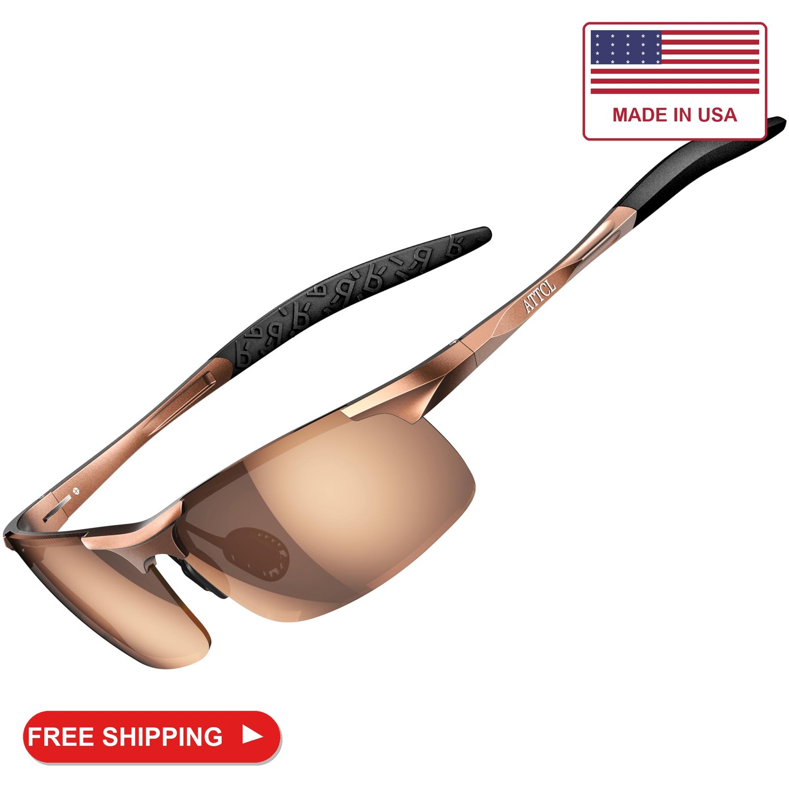 ATTCL 0.9 oz Polarized Sunglasses Men Al-Mg Metal Golf Fishing Sports UV400