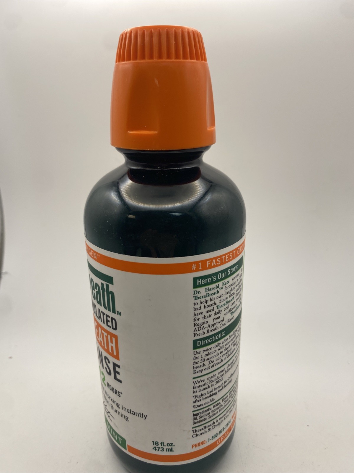 TheraBreath Fresh Breath Oral Rinse w/ Xylitol Rainforest Mint 16 oz Exp. 03/27