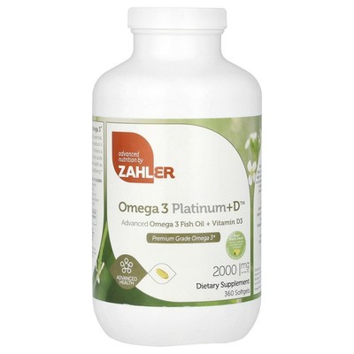 Omega 3 Platinum+D, Advanced Omega 3 Fish Oil + Vitamin D3, 360 Softgels (1,000