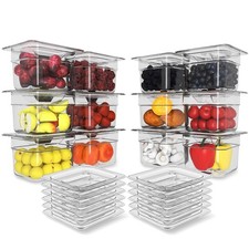12-Pack NSF Polycarbonate Food Pan with Lid,1/6 Size,2.5"Deep,Clear Hotel P...