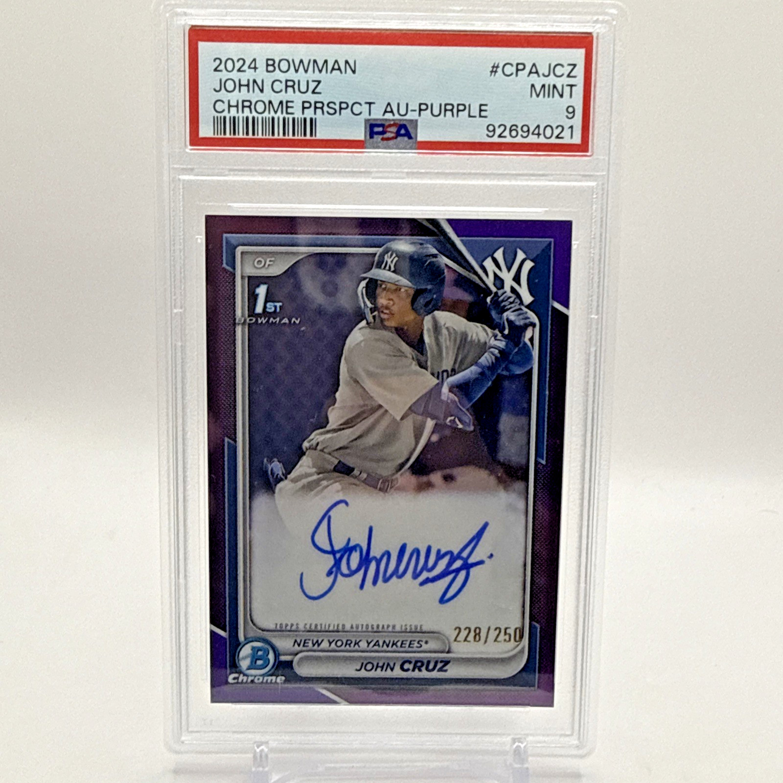 2024 Bowman Chrome John Cruz 1st Bowman Auto True Purple Refractor /250
