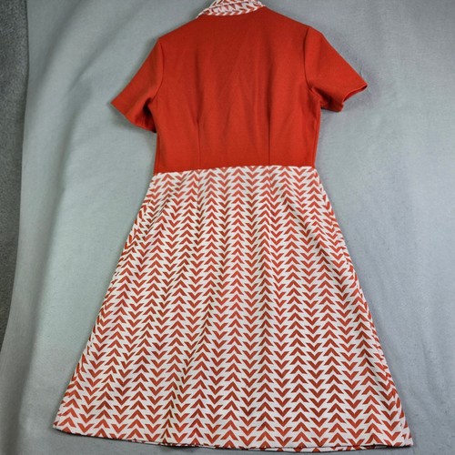 Vintage 60s 70s Mod A-Line Dress Women M Orange Chevron Geometric Prop Go-Go, $38 - Photo 14