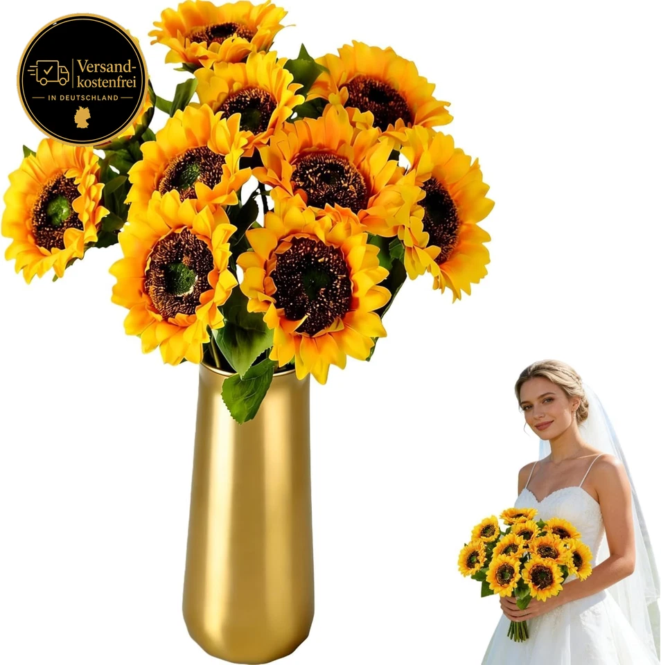 Künstliche Sonnenblumen Set 6 Stück realistische Indoor Outdoor Dekor Pflanzen - Bild 1 von 1