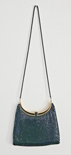 Vintage Black Mesh Art Deco Purse Sequined Clutch Evening "Go Go Girl" purse