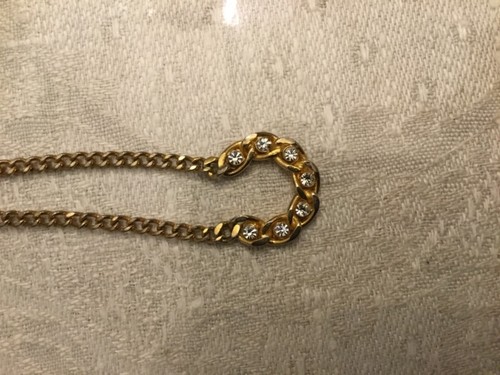 Collana dorata ferro di cavallo strass vintage usata bigiotteria - Foto 2 di 2