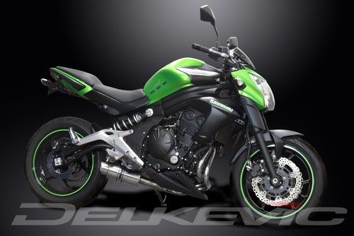 KAWASAKI ER6N ER6F 2012-16 FULL EXHAUST SYSTEM 200mm STAINLESS ROUND SILENCER - Picture 4 of 5