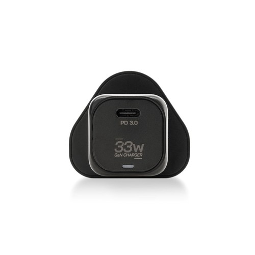 JuicEBitz® 33W GaN Compact USB-C PD Fast Charger Mains Adapter UK Plug - Black - Afbeelding 5 van 10